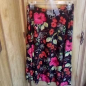 Neat spandex and flowing floral skirt